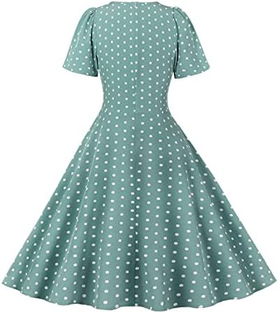 בציר מסיבת שמלות לנשים 1950 אלגנטי מנוקדת שמלת ערב קצר שרוול קו בכושר והתלקחות שמלות