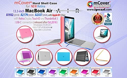 מארז הכיסוי של McOver Hard Shell עבור Apple MacBook Air בגודל 13.3 אינץ '