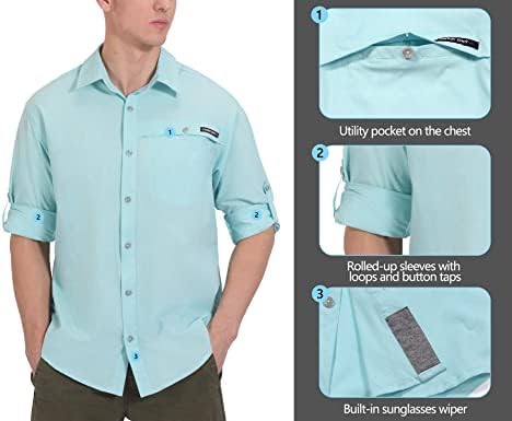חמור חמור אנדי אנדי UPF 50+ חולצת הגנה על UV, חולצת טיול דיג עם שרוול ארוך נושמת, טק אוויר-חורים