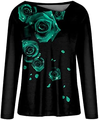 חולצת פלנל של נוקמופו של נוקמופו אופנה לנשים קפוצ'ון צווארון מזדמן הדפס ורד הדפס שרוול ארוך חולצת