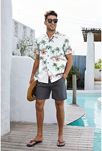 Mens Mens Mens Hawaiian חולצות פרחוניות חולצות כפתור מזדמן חולצות שרוול קצר חולצות קיץ טרופיות לגברים