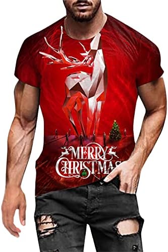 גברים Xiloccer סתיו חורף חורף שרוול מזדמן שרוול קצר חג המולד 3d מודפסות חולצות אופנה חולצה עליונה חולצות