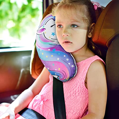 כרית חגורת בטיחות Fioday לילדים כרית חגורת בטיחות חד קרן מכונית רכה מכונית רכה כיסוי פעוטות מושב נסיעה רצועת