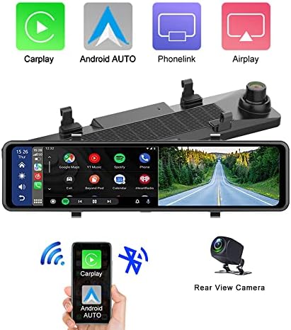 11.26 אינץ '2K מצלמות כפולות רכב אחורי ראייה מראה מקף מצלמת מכונית DVR עם Carplay Android Auto WiFi צג צג מראה