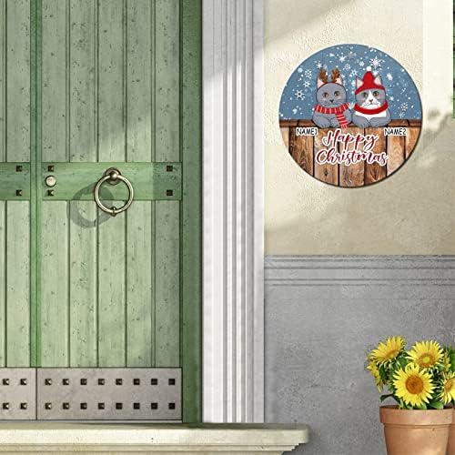 שלט פח מתכת עגולה שמות מותאמים אישית שמות חג מולד שמח דלת כפרי דלת דלת שלט לוחית מעגל וינטג