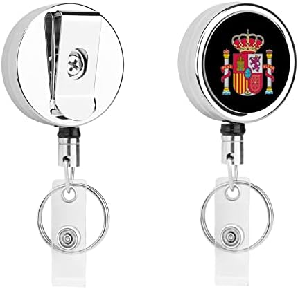 ספרד לוגו נשלף מתכת תג קליפים עם ברור רצועות מזהה תג מחזיק סליל עם חגורת קליפ מפתח טבעת