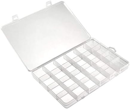 תיבת אחסון רכיב UXCell - פלסטיק קבוע 24 רשתות רכיב אלקטרוני קופסאות כלים קופסאות כלים צלול לבן 193x135x21mm
