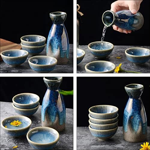 Upkoch 2 סטים קרמיקה כוס קרמיקה יפן יריית כלי מתנה קרמיקה לשירות קרים או מעורבים סיר מזכוכית מסורת