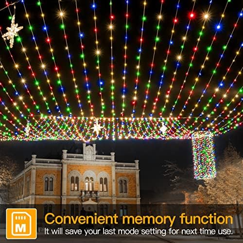 אורות חג המולד Ollny חיצוניים פנימיים, אורות עץ חג המולד בגודל 600 מטרים בגודל 800, IP67 אטום מים עם מרחוק,