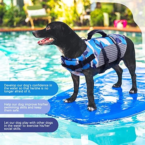 ז'קט הצלה של כלב אפוד מים כלבים, כלב CAMO כלב חיים משקף הצלה של כלבים לשחייה לשחייה קיאקים קיאקים, אפוד
