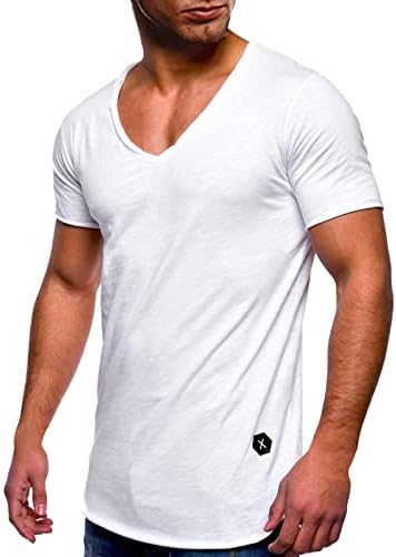 Ubst Mens Slim Fit V Neck חולצות שרוול קצר ספורט חולצת טי מזדמנת בסיסית נוער נוער נוער אימון אתלטי