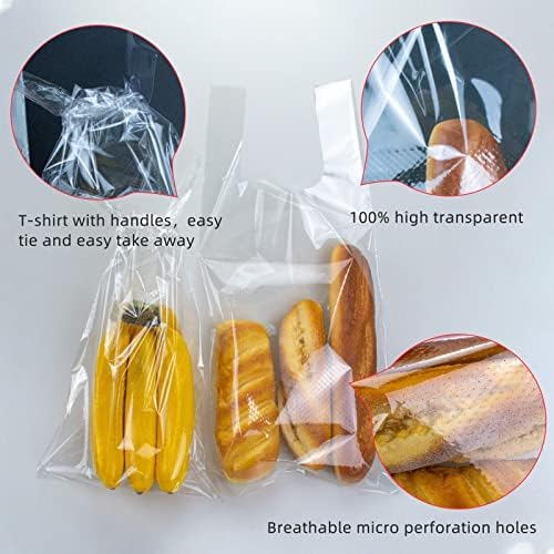 שקיות לחם מפלסטיק בגודל 9 על 19 אינץ ' -שקיות מאפייה מיקרו מחוררות עם ידיות ללחמים תוצרת בית