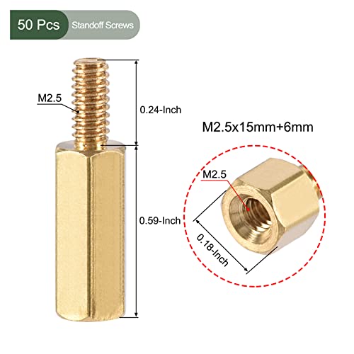 50 יחסי מין יוקביים M2.5 ברגים מתנגדים, עמדות PCB משושה פליז, שמור על גובה עקבי, נהדר ללוח האם