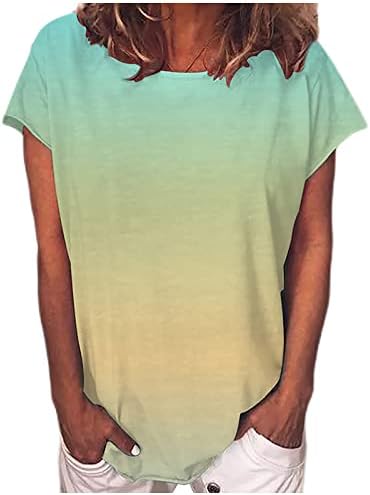 נשים חולצות שיפוע רפרוף רזה טוניקת הרזיה חולצות גוזיות חולצות קצר שרוול סירת צוואר בראנץ חולצות