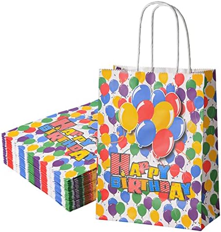 Coglaring 24 יחידות שקיות מתנה ליום הולדת מסיבת יום הולדת טובה לשקית נייר בצבע קראפט 8.3x6.3x3.2