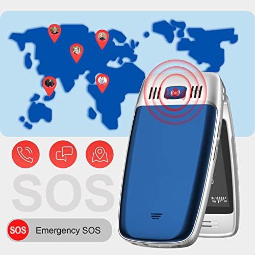 EasyFone T300 4G LTE טלפון סלולרי בכיר לא נעול, טלפון נייד קל לשימוש לקשישים עם כפתור SOS, GPS, גופן