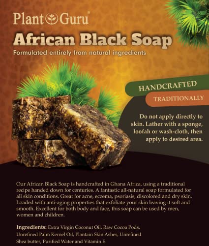 משחת סבון שחורה אפריקאית 8 עוז. גלם טהור טבעי מגאנה. טיפול באקנה, עזרים נגד אקזמה &מגבר; פסוריאזיס, עור יבש,
