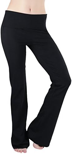 Tobeinstyle Premium Premium Premium Cotton-Blend קפל מעל חותלות מכנסי יוגה מתרחבות