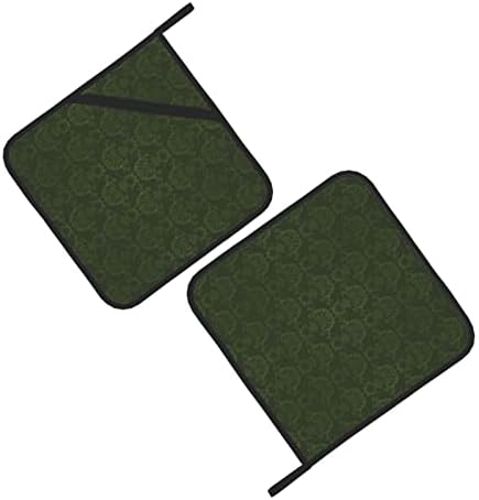 צייד ירוק כותרת פרחוני דפוס מחזיקי סיר מרובעים סטים של 2 רפידות חמות עמידות בחום מצמצמים מטבח בישול