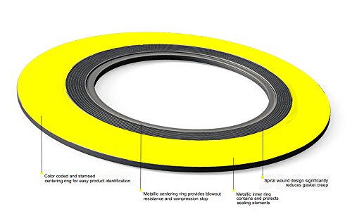 Sterling Seal 9000IR3304GR900X12 304 אטם פצע ספירלה נירוסטה עם טבעת פנימית של 304SS ומילוי גרפיט