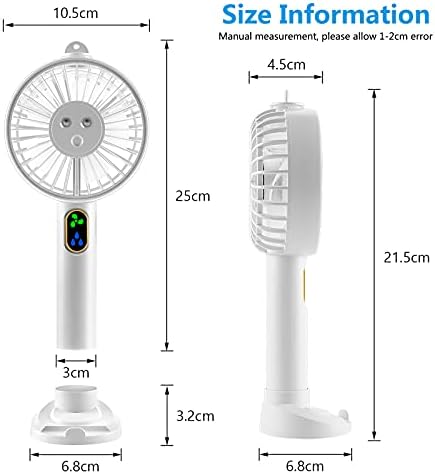 מאוורר ערפול כף יד, מאוורר מיני נייד 3 ב-1 ומאוורר מרסס מים מכשיר אדים עם מחזיק טלפון, פונקציית לחות