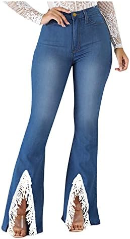 מכנסיים מכנסי ג'ינס דקים מכנסי חור מיקרו מותניים גבוהים להקת נשים ג'ינס מכנסיים כפתור ג'ינס מלחמה גבוהה