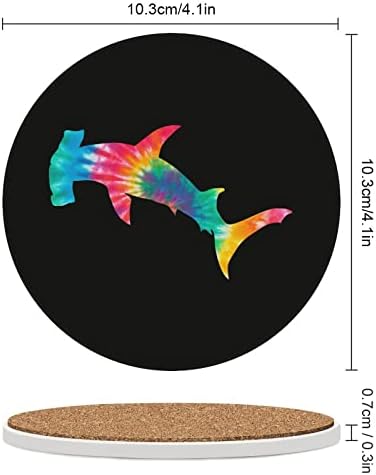עניבה לצבוע פטיש כריש עגול קרמיקה רכב תחתיות עם חריץ אצבע כוס משקאות מחזיקי מודרני אוטומטי אביזרי 6 יחידות