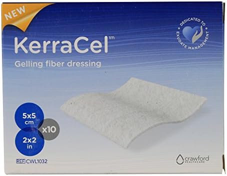 Kerracel 2 x 2 רוטב פצע סיבי ג'לינג - סופג ומבודד ניקוז פצעים וחיידקים, מיקרו -קשר למיטת הפצע, שומר על רמות