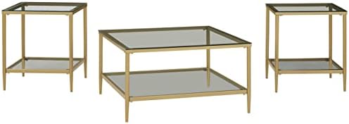 עיצוב חתימה על ידי אשלי זריקה מודרני 3 שולחן חתיכה להגדיר עם קפה & מגבר; 2 שולחנות קצה, זהב