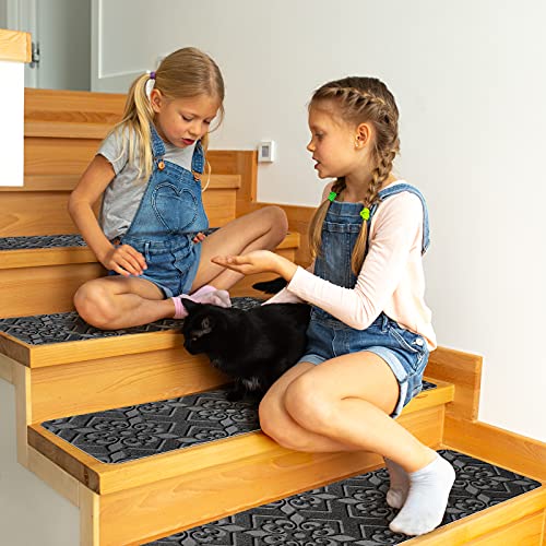Uoienrt מדרגות מדרגות שטיח למדרגות מעץ, רצים מדרגות שאינם מחליקים, שטיח מדרגות מקורה בטוח לילדים, זקנים וחיות