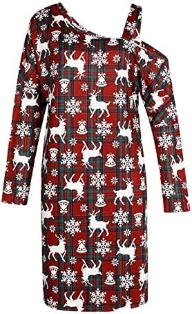 חג המולד סקסי קר כתף שמלה לנשים מקרית ארוך שרוול טוניקת שמלות חג רופף חולצה אונליין שמלה
