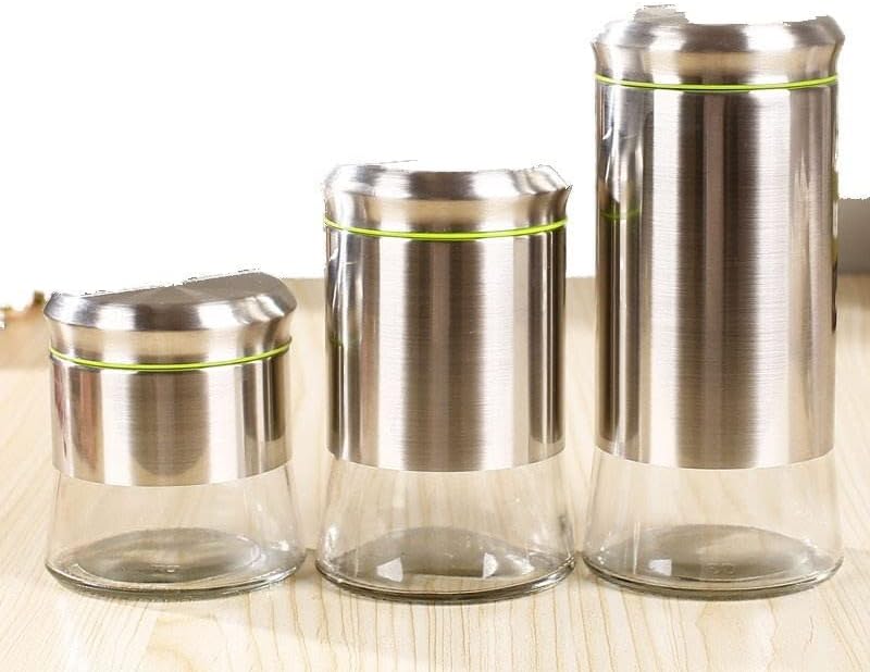 מטבח נירוסטה אחסון שקוף זכוכית אטום פחיות תה מעורב תבואה סיר מזון אחסון טנק
