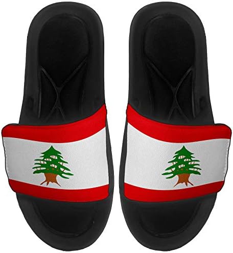 ExpressItbest מרופד סנדלים/שקופיות לגברים, נשים ונוער - דגל לבנון - דגל לבנון