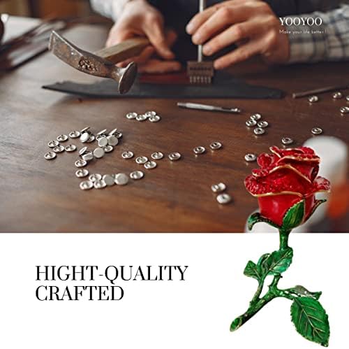 גודל גדול קופסת תכשיטים ורדים אדומים, קופסת תכשיטים של רוז אדום אמייל גדול לשרשרת, קופסת מתנה של פנינה צירים,