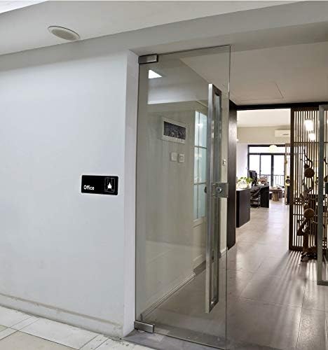 שלט משרדי של אלפיני תעשיות - נראות גבוהה חיצונית שחור לבן שלטון עם גב דבק לקיר זכוכית ודלת - צלחת