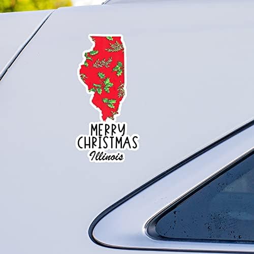 אילינוי מדינת בית מדבקות חג מולד לחג המולד של אילינוי אילינוי מכונית מכונית מדבקות קישוט חג המולד מדבקות ויניל