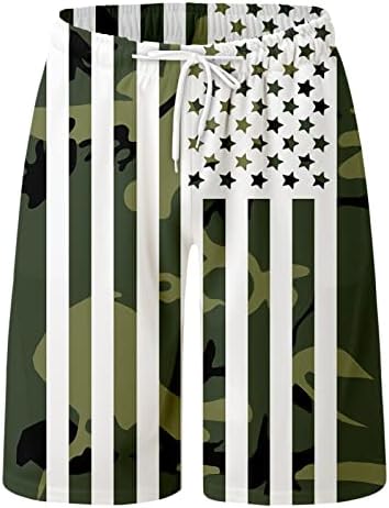 4 ביולי הדפס גרפי של הגברים שרוך דגל אמריקאי פטריוטי מזדמן דגל מכנסיים קצרים מודפסים ללבוש יומי