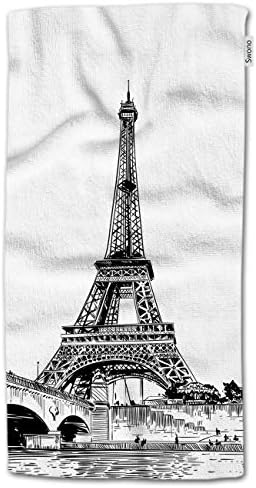 HGOD מעצב מגבות יד של מגדל אייפל, וינטג 'צרפתית פריז איפל מגדל סיטי נוף עיצוב אמנות כותנה