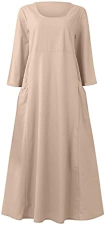 שמלות רשמיות של נוקמופו לנשים אופנה לנשים אופנה מזדמנת בשמלת כיס פשתן כותנה ללא שרוולים