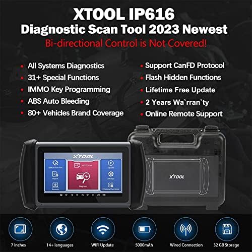 XTOOL INPLUS IP616 כלי סריקת אבחון, 2023 הסורק החדש ביותר, 31+ שירותים, כל אבחון המערכות, תכנות מפתח, דימום