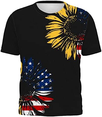 גרפיקה חמנית דגל אמריקאית 4 ביולי חולצת טריקו חולצות גברים צווארון גברים מגניב שרוול קצר פטריוטי חולצות