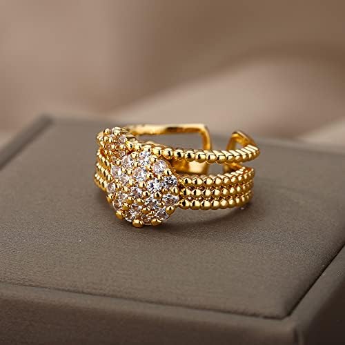 ויאלמה זירקון מעגל פתוח טבעות לנשים קריסטל זהב אצבע קסם מתכוונן טבעת חתונה ולנטיין תכשיטים-89958