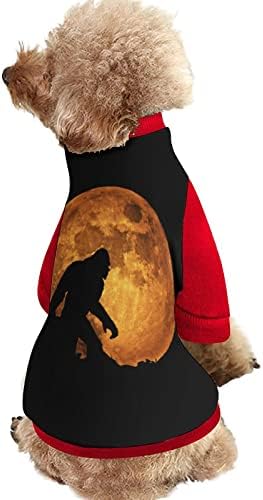 מצחיק ירח אדום אדום הדפס ביגפוט סווטשירט חיית מחמד עם סרבל סוודר פליס לחתול כלבים עם עיצוב