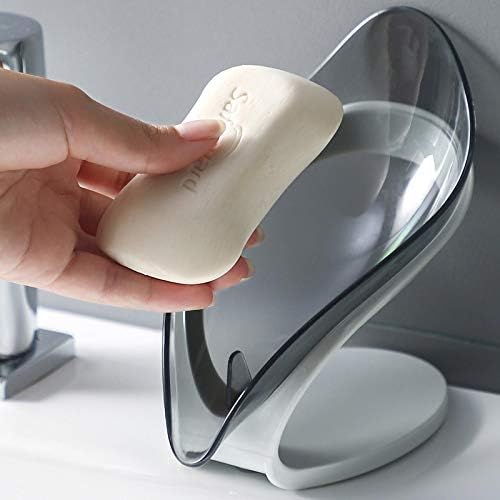 מגש סבון עלים של Xiaria מגש סבון סבון סבון ניקוז שירותים ניקוז אגרוף סבון מדף סבון קופסת סבון שקיפה