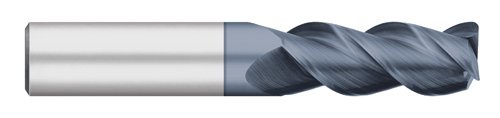 טיטאן טק49712 טחנת קצה קרביד מוצקה, אורך רגיל, 3 חליל, רדיוס פינתי, סליל זווית 45 מעלות, מצופה