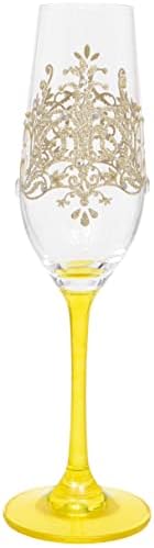 תבנית להקת זהב צבועה ביד זכוכית יין ללא גזע, 530 מל, קופסת מתנה