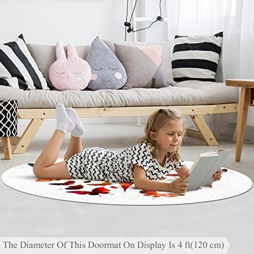 Llnsupply ילדים שטיח 5 רגל שטיחים באזור עגול גדול לבנות בנים תינוקת - פרפר יפהפה, עיצוב בית מתקפל