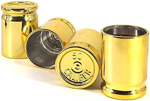 האנטפל 50 קליבר ירה זכוכית סט של 4 ירה משקפיים, פלסטיק זהב מבריק משטח שתיית כוס אטום ספל כוס יין חידוש