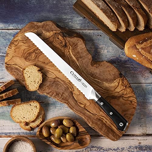 סכיני סכין לחם ושף של קאטלוקס-פלדה גרמנית גבוהה פחמן מזויפת-טאנג מלא וחד כתער - עיצוב ידית ארגונומית-סדרת