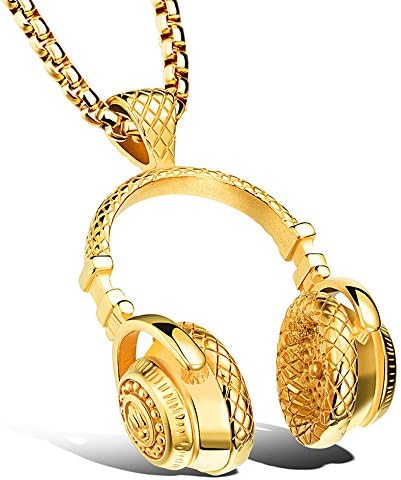 אקרלילי אוזניות שרשרת מוסיקה תליון היפ הופ אופנה שרשרת עם 24 אינץ שרשרת